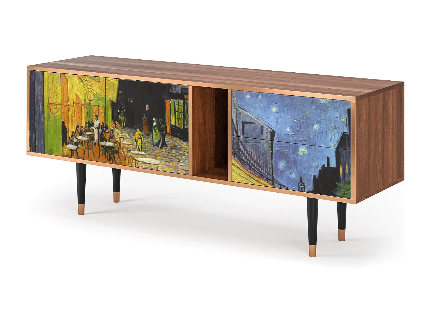 TV-Möbel - 170х69х48 cm - T1 - Café Terrace at Night, Walnuss