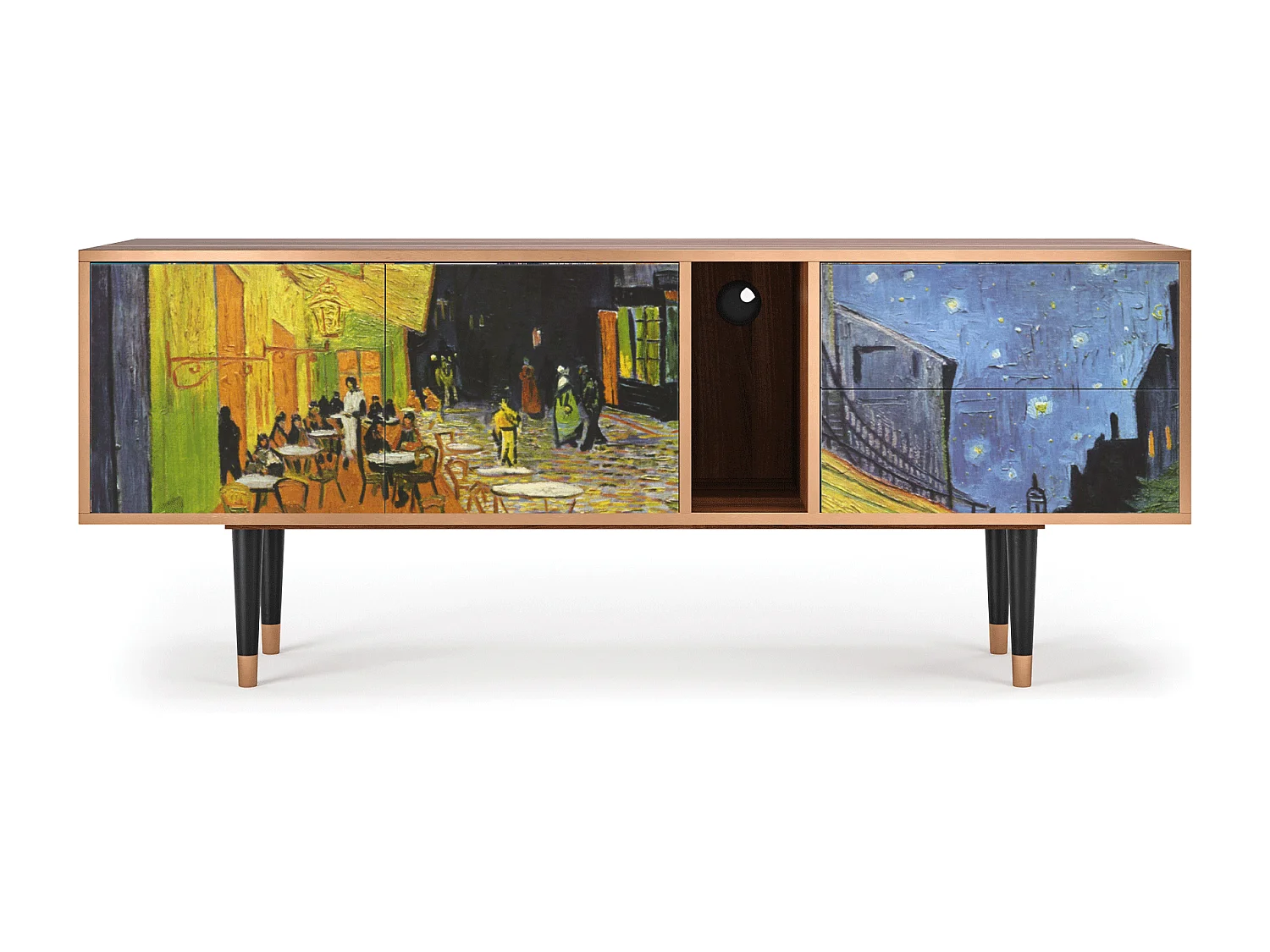 Szafka RTV - 170х69х48 cm - T1 - Café Terrace at Night, Orzech