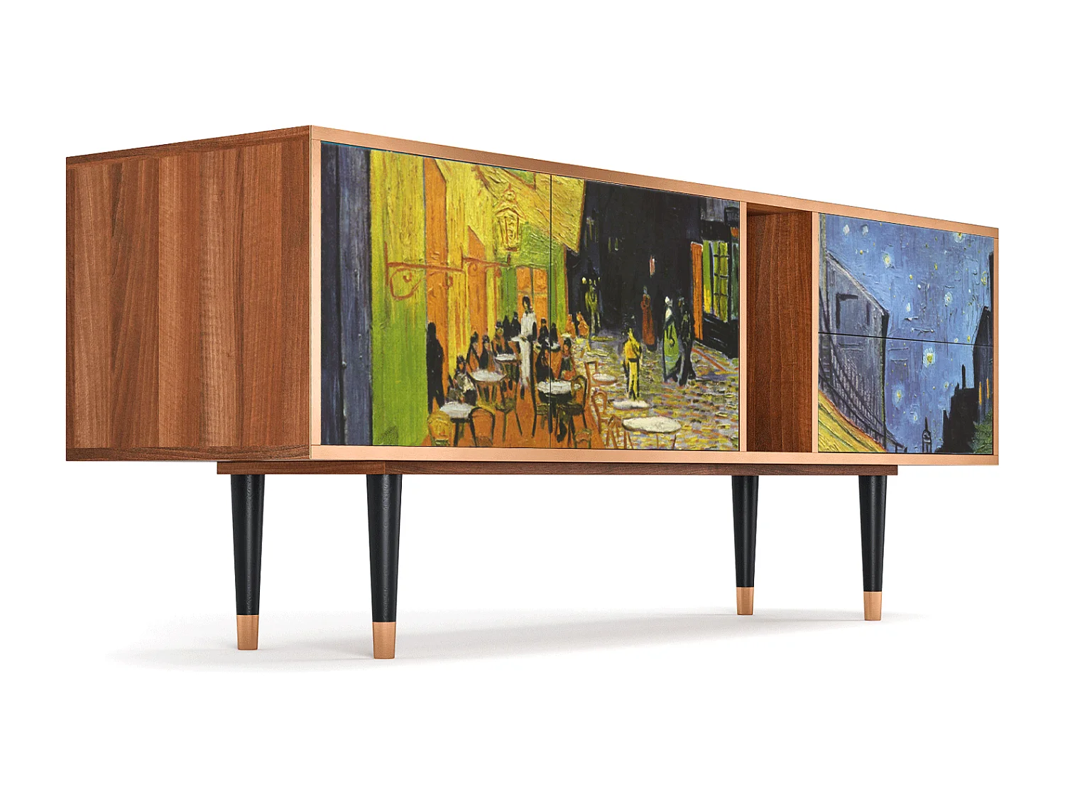 Szafka RTV - 170х69х48 cm - T1 - Café Terrace at Night, Orzech