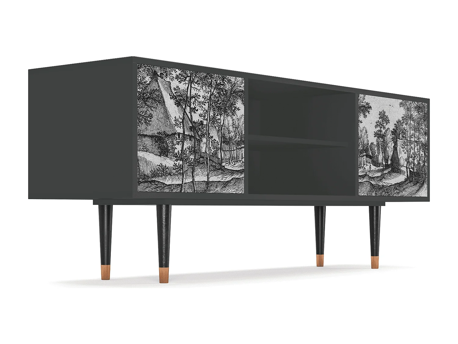 TV-meubel - 170х69х48 cm - T2 - Village Road, Antraciet