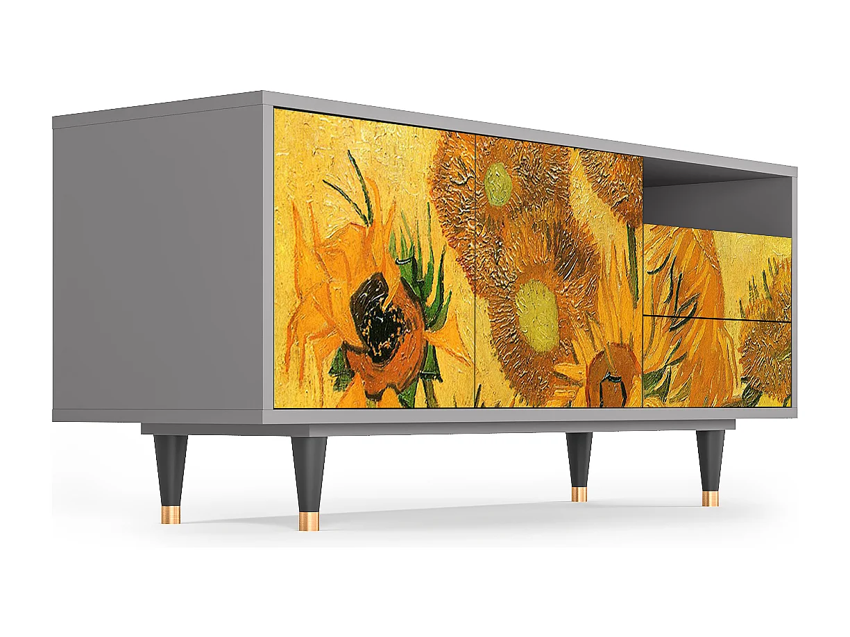 TV-meubel - 125х56х41 cm - T7 - Sunflowers, Grijs