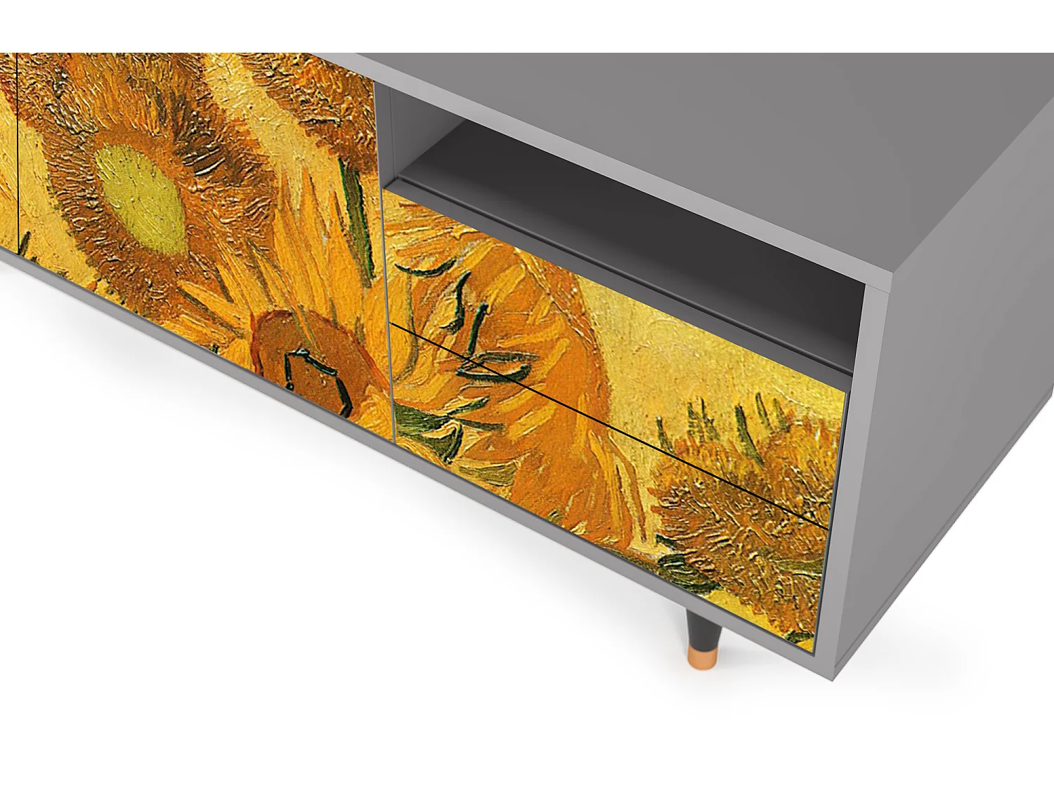 TV-meubel - 125х56х41 cm - T7 - Sunflowers, Grijs