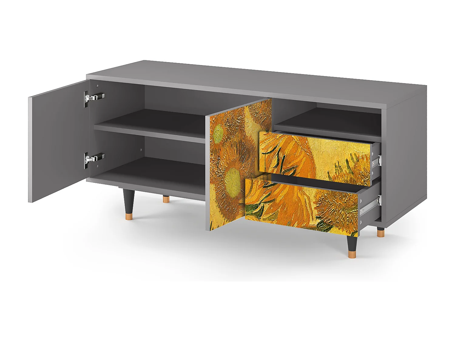 Meuble TV - 125х56х41 cm - T7 - Sunflowers, Gris