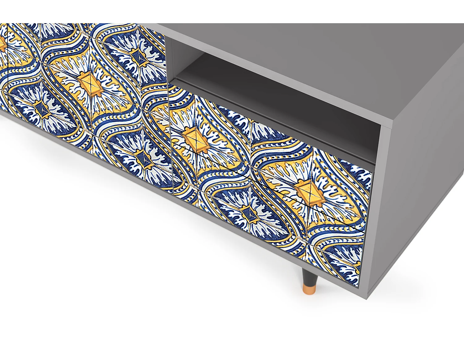 Mueble de TV - 125х56х41 cm - T7 - Illusory Pattern, Gris