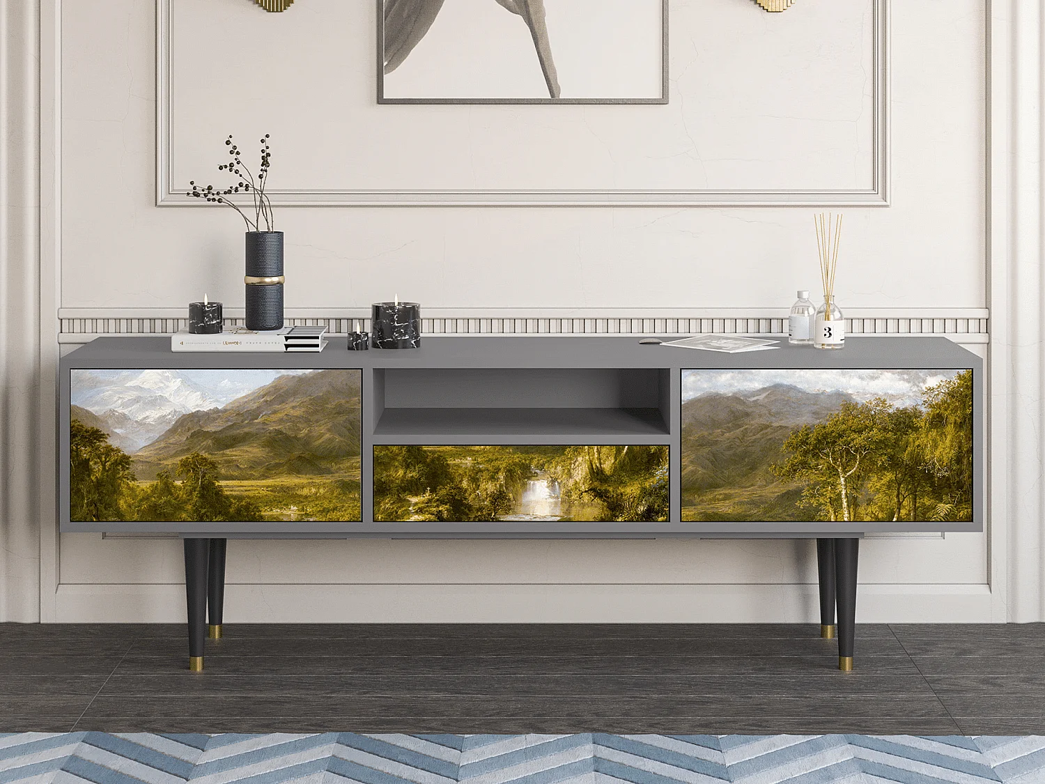 Mobile TV - 170х59х41 cm - T6 - The Heart of the Andes , Grigio