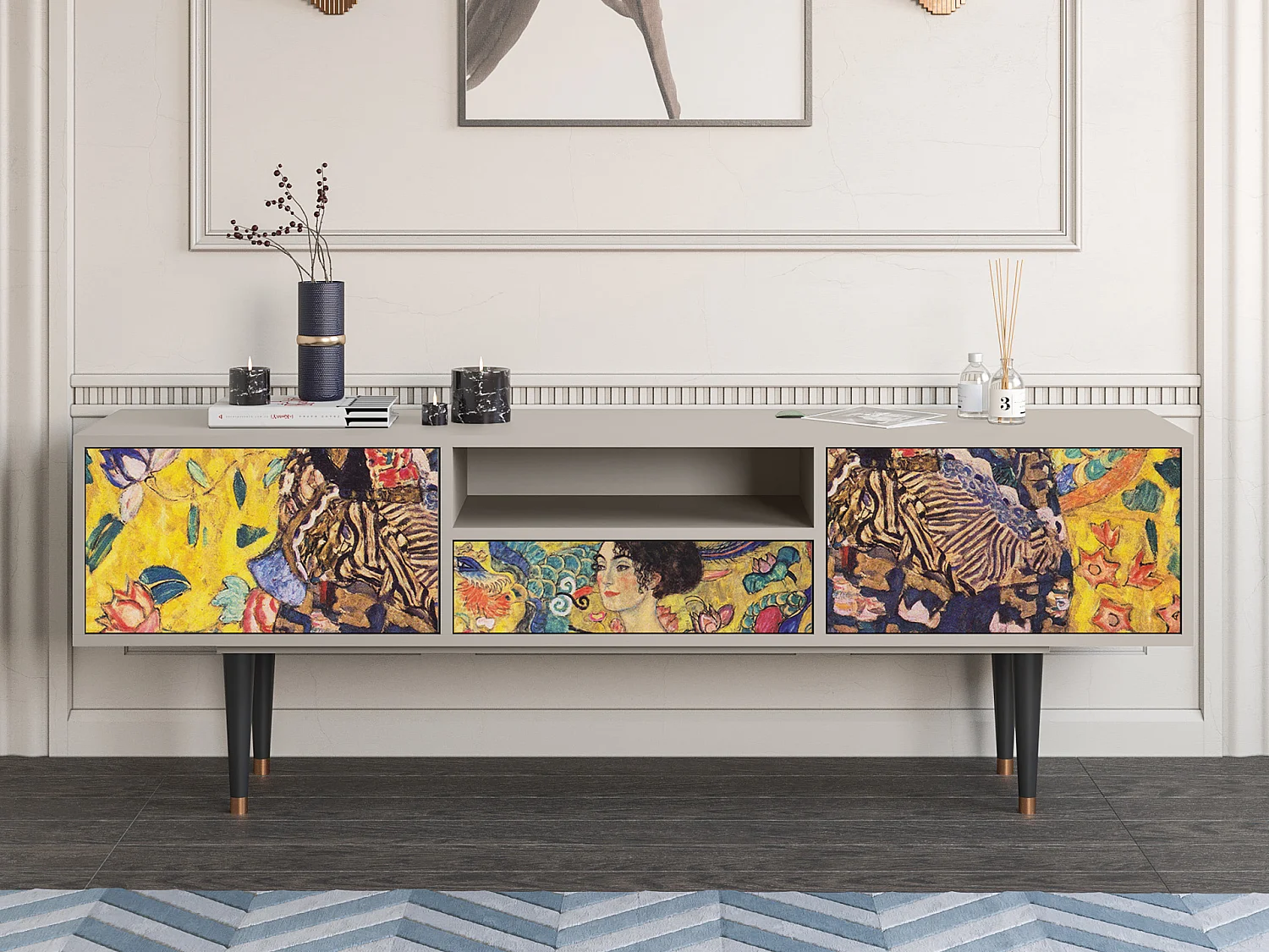 Meuble TV - 170х59х41 cm - T6 - Lady with Fan by Klimt, Sable