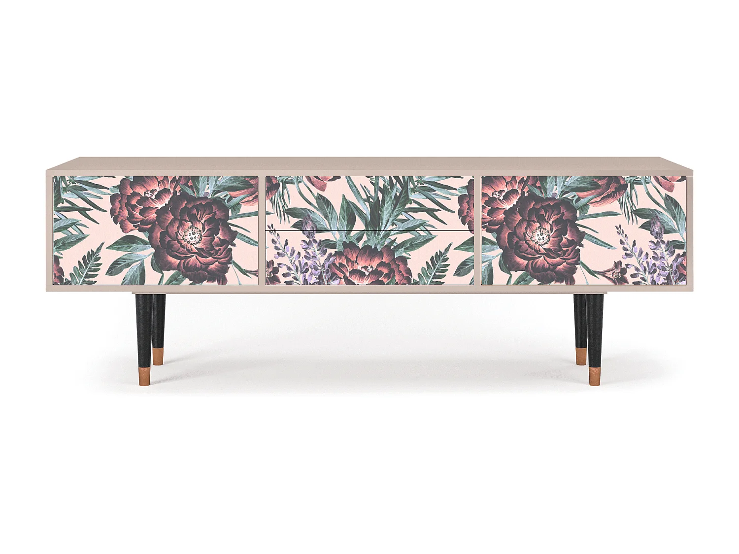 Mobile TV - 170х59х48 cm - T4 - Peach Peonies, Latte
