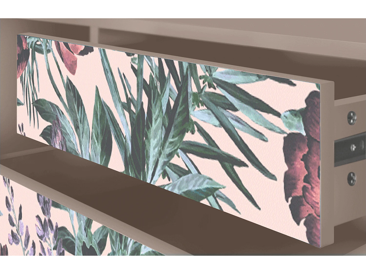 Szafka RTV - 170х59х48 cm - T4 - Peach Peonies, Latte