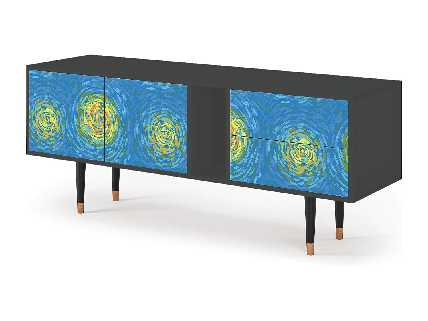 Szafka RTV - 170х69х48 cm - T1 - Van Gogh Lights, Antracyt