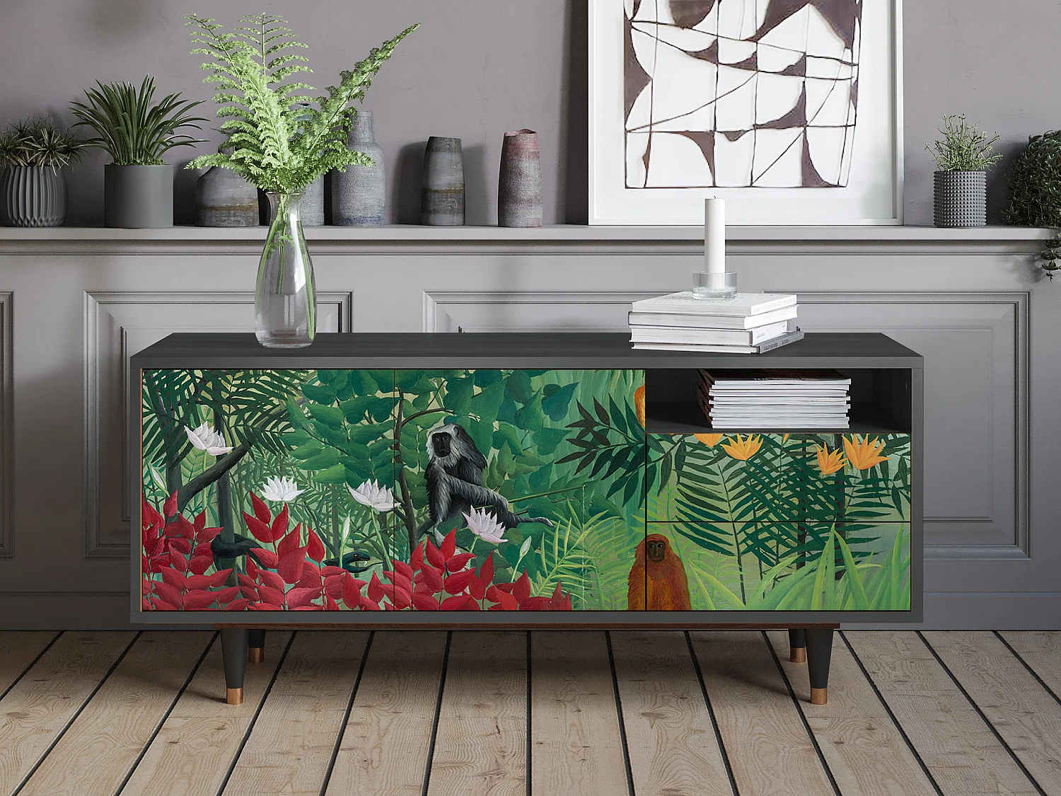 Meuble TV - 125х56х41 cm - T7 - Jungles in Paris, Anthracite
