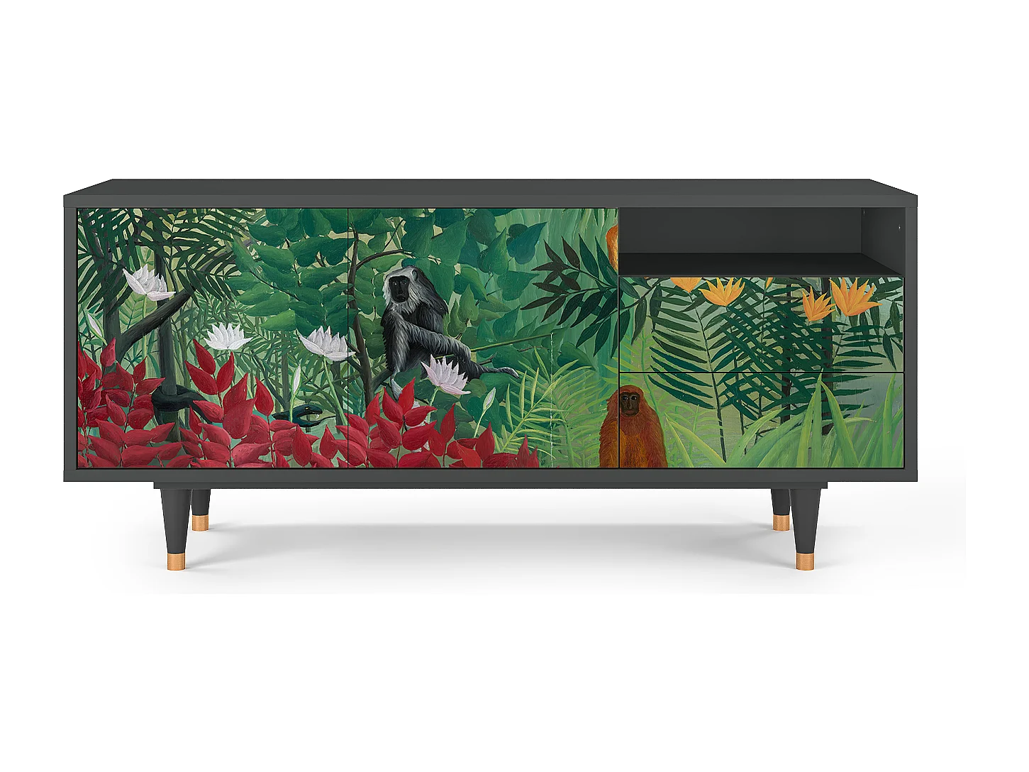 Meuble TV - 125х56х41 cm - T7 - Jungles in Paris, Anthracite
