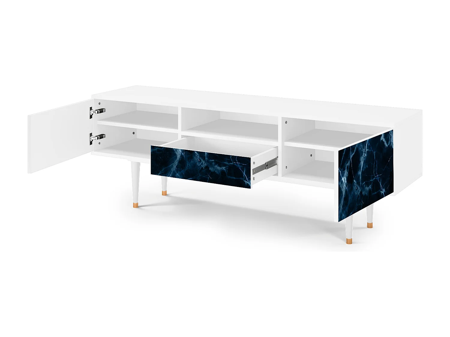 Mueble de TV - 170х59х41 cm - T6 - Deep Ocean, Branco