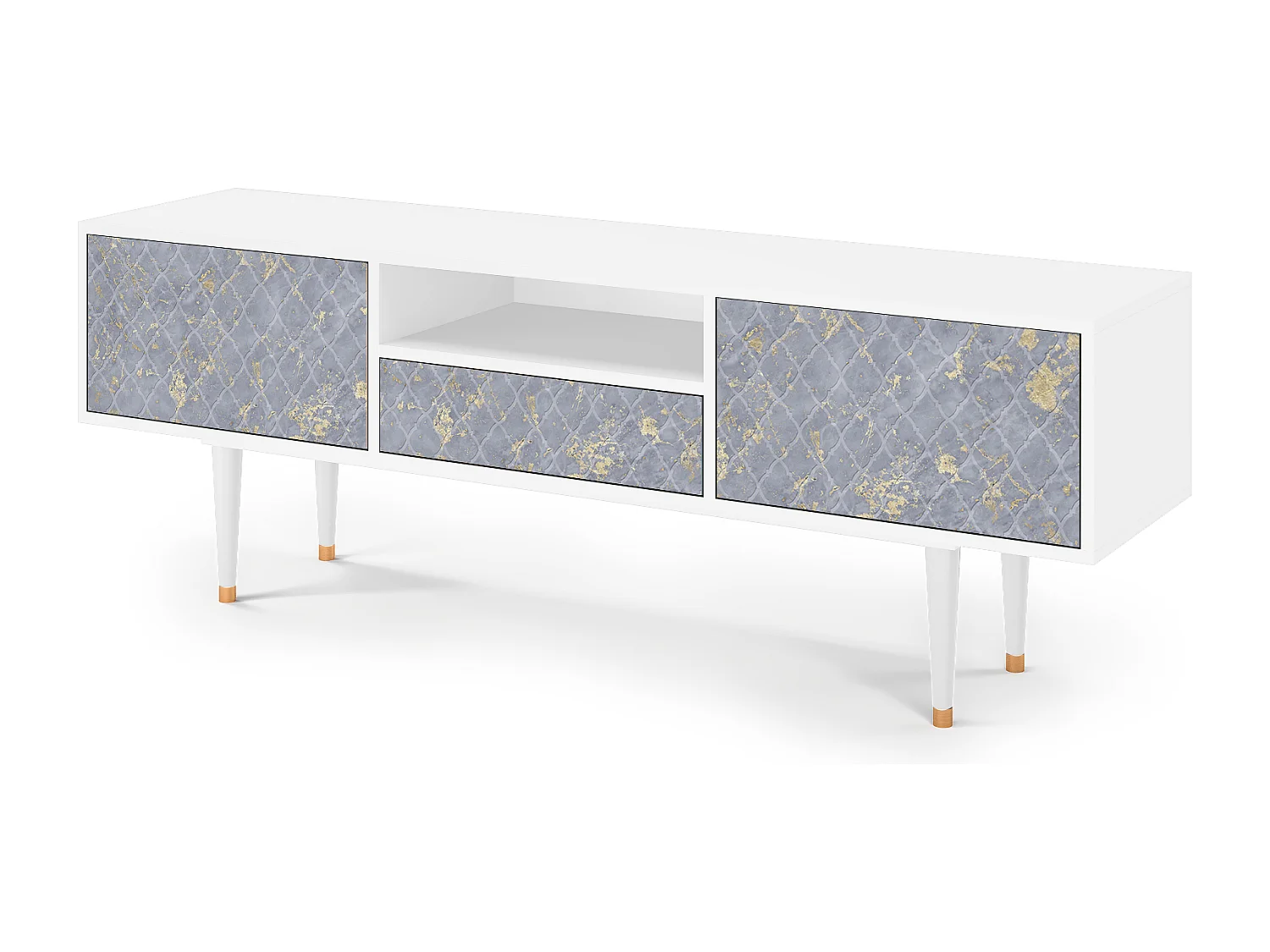 Meuble TV - 170х59х41 cm - T6 - Golden Smoke, Blanc