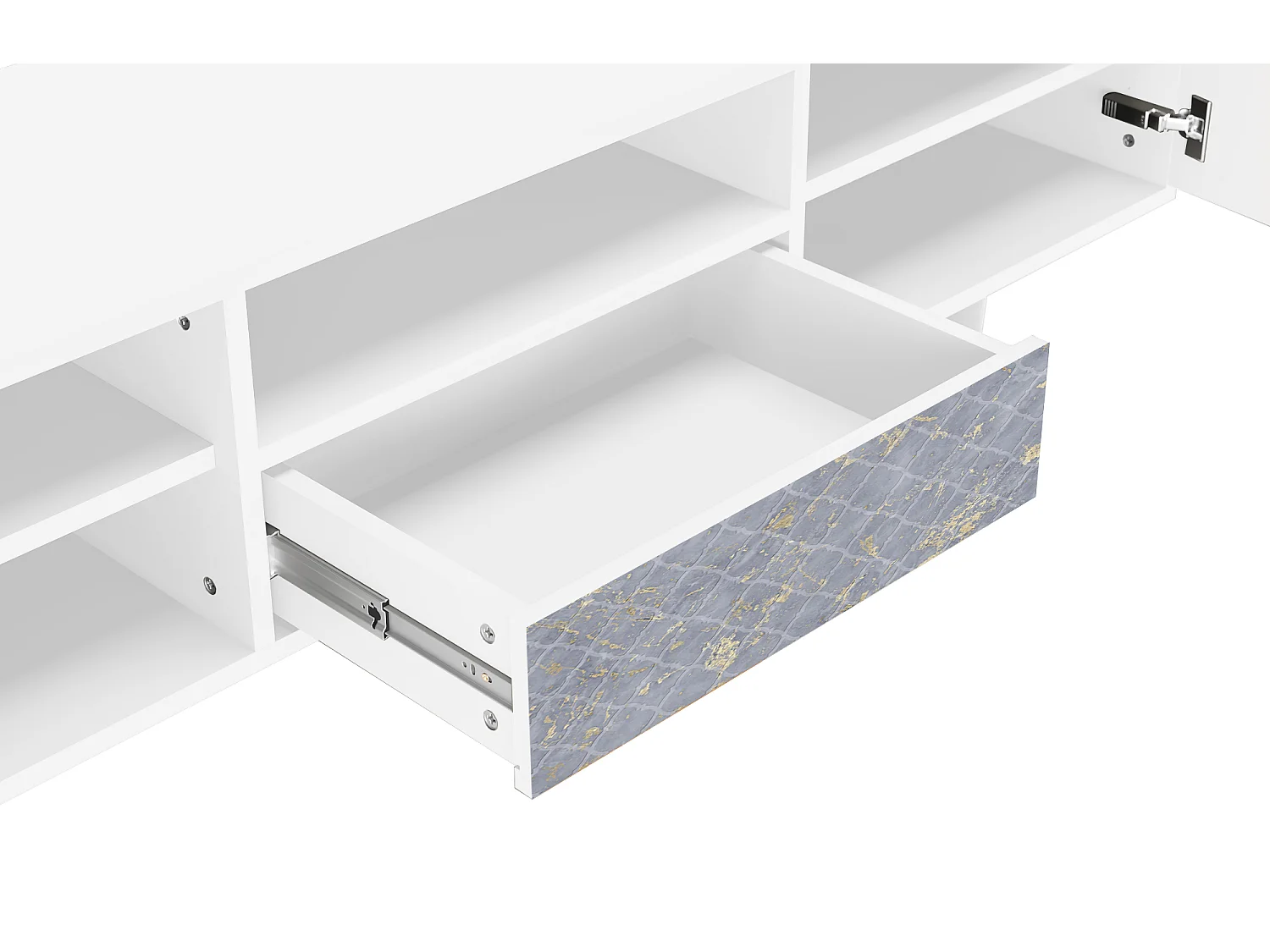 Meuble TV - 170х59х41 cm - T6 - Golden Smoke, Blanc