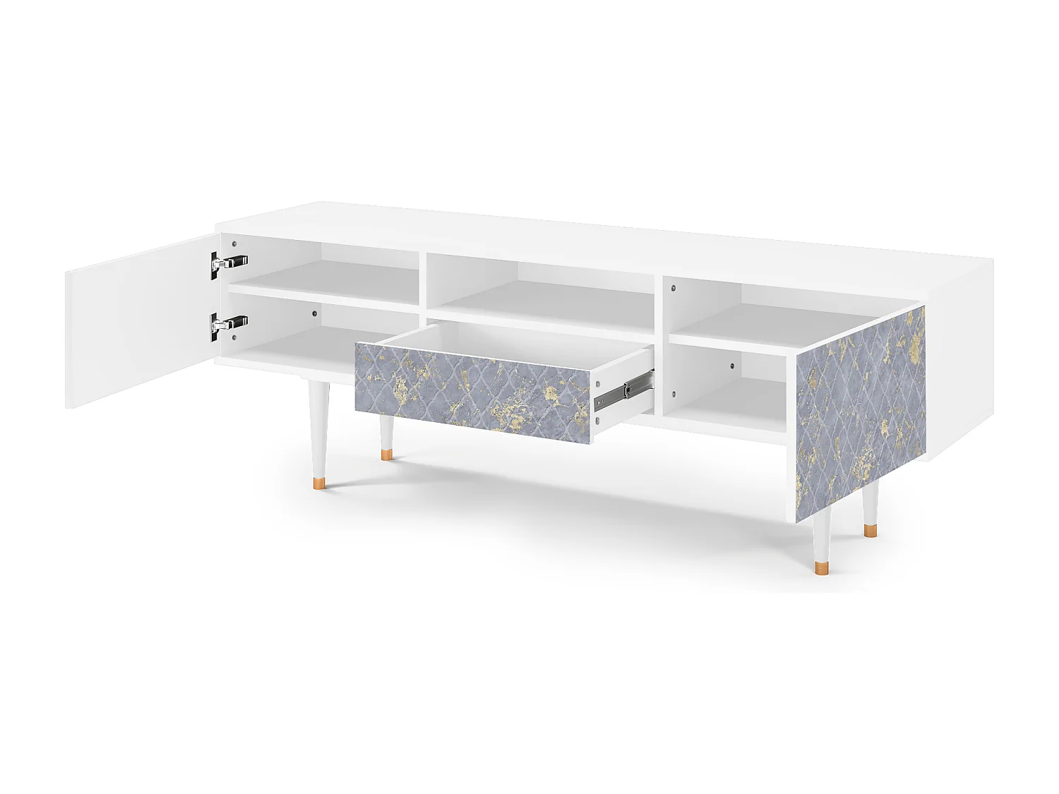 Meuble TV - 170х59х41 cm - T6 - Golden Smoke, Blanc