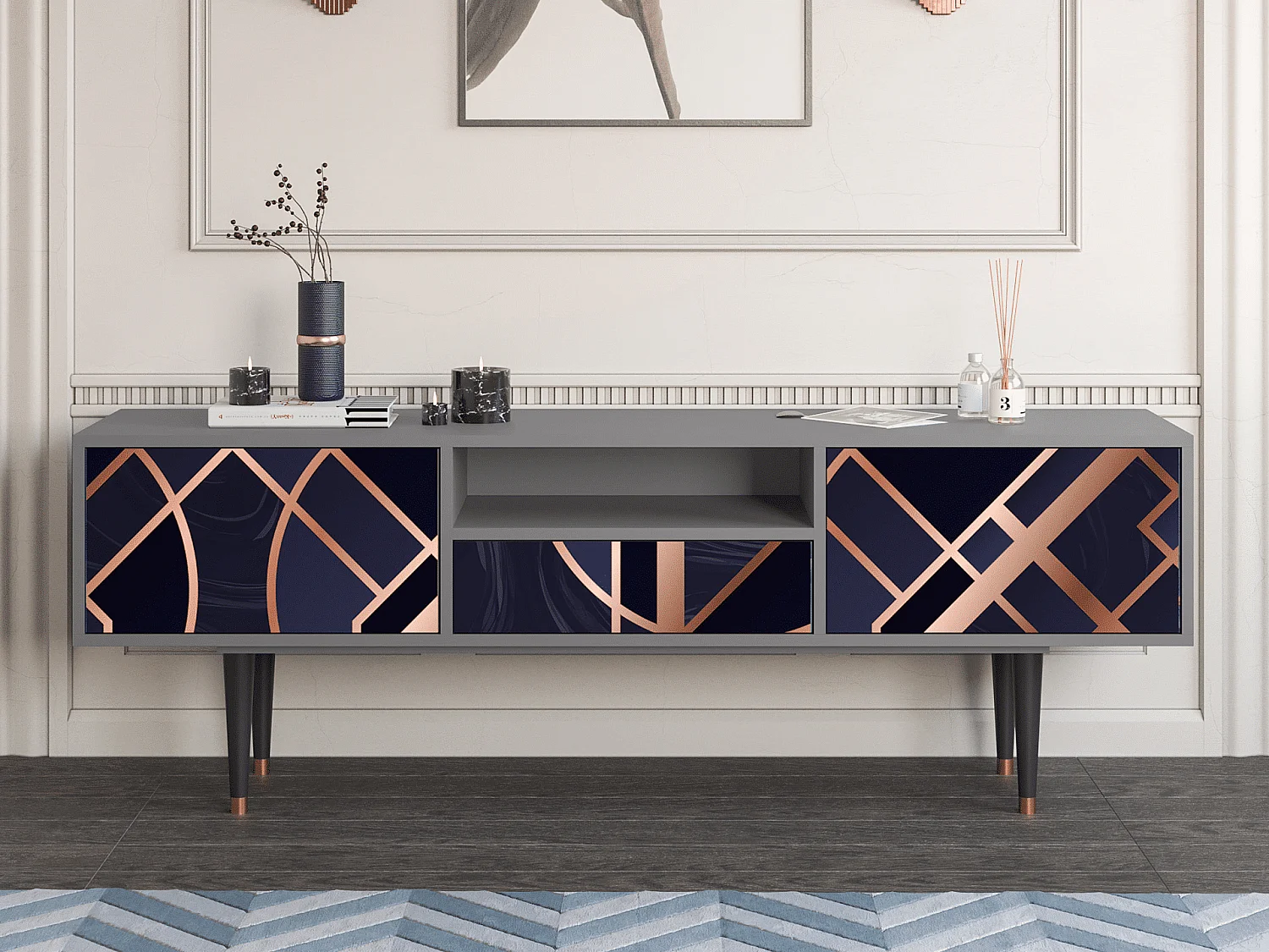 Meuble TV - 170х59х41 cm - T6 - Purple Temple, Gris