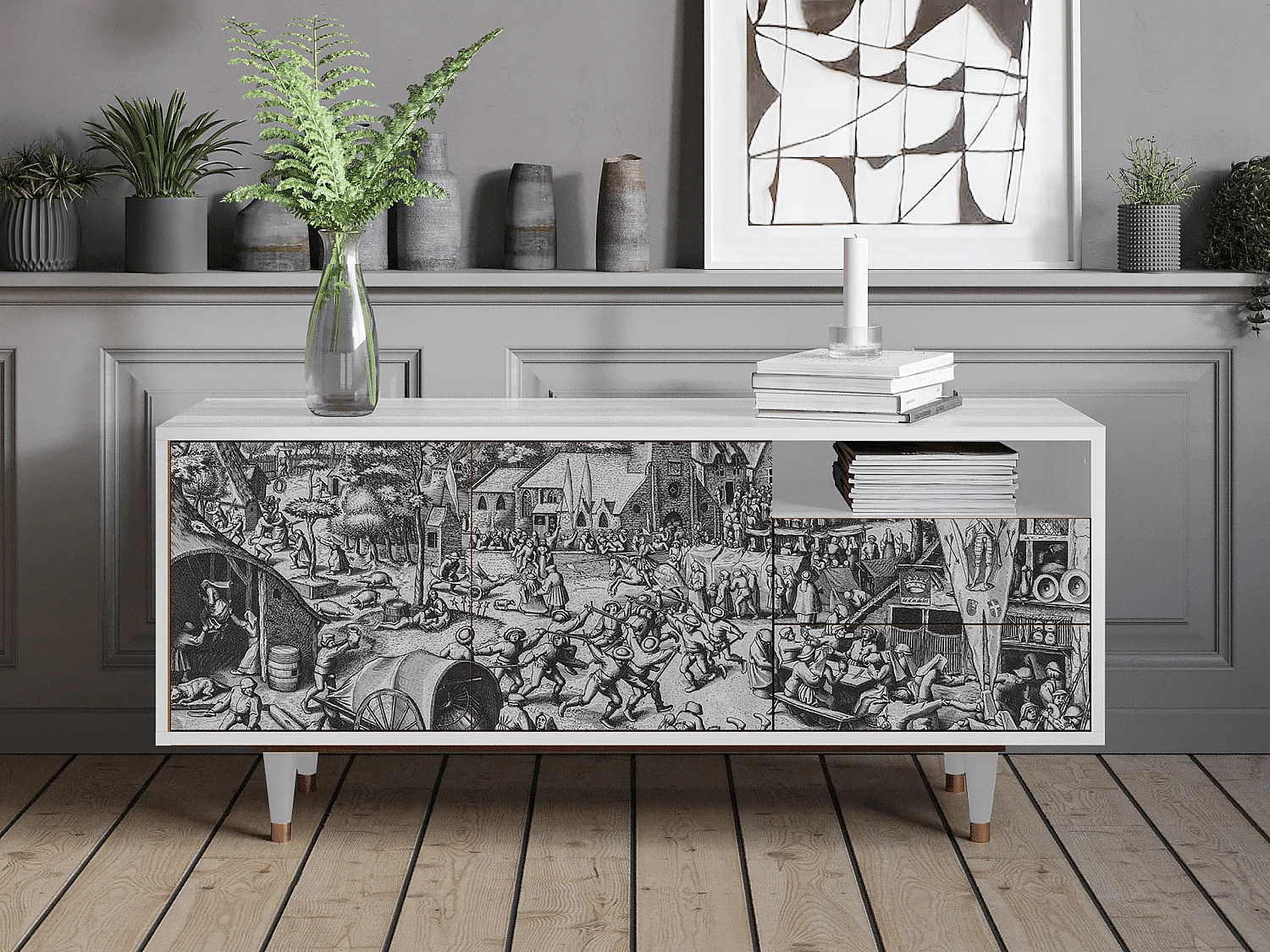 Meuble TV - 125х56х41 cm - T7 - The Festival of Saint, Blanc