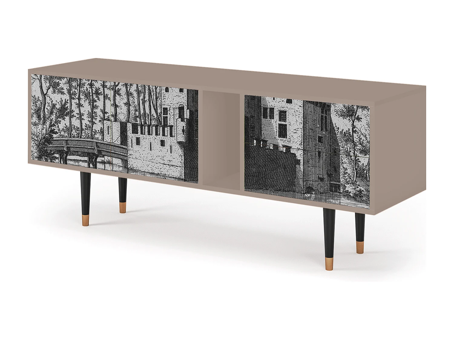 Szafka RTV - 170х69х48 cm - T1 - Castle with Bridge, Latte