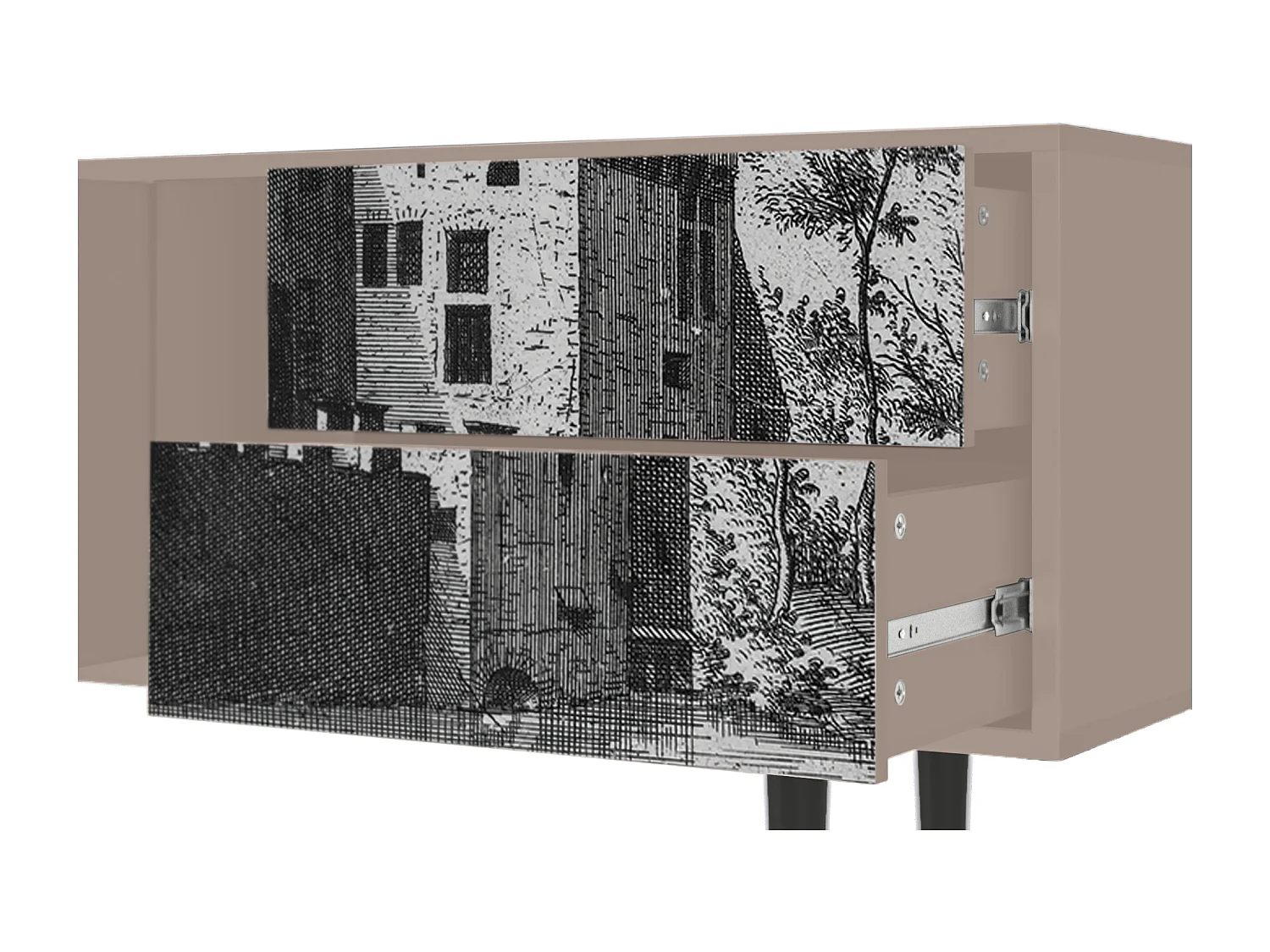 Szafka RTV - 170х69х48 cm - T1 - Castle with Bridge, Latte