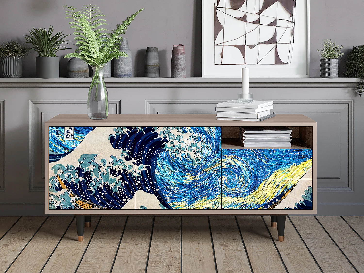 Meuble TV - 125х56х41 cm - T7 - Great Wave, Latte