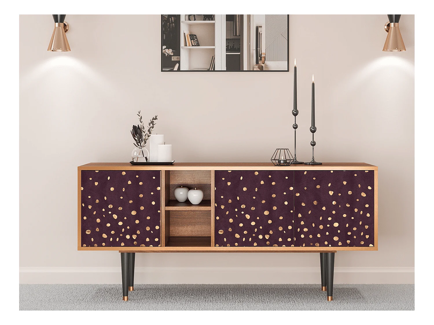 Meuble TV - 150х69х41 cm - T5 - Glowworms, Noyer