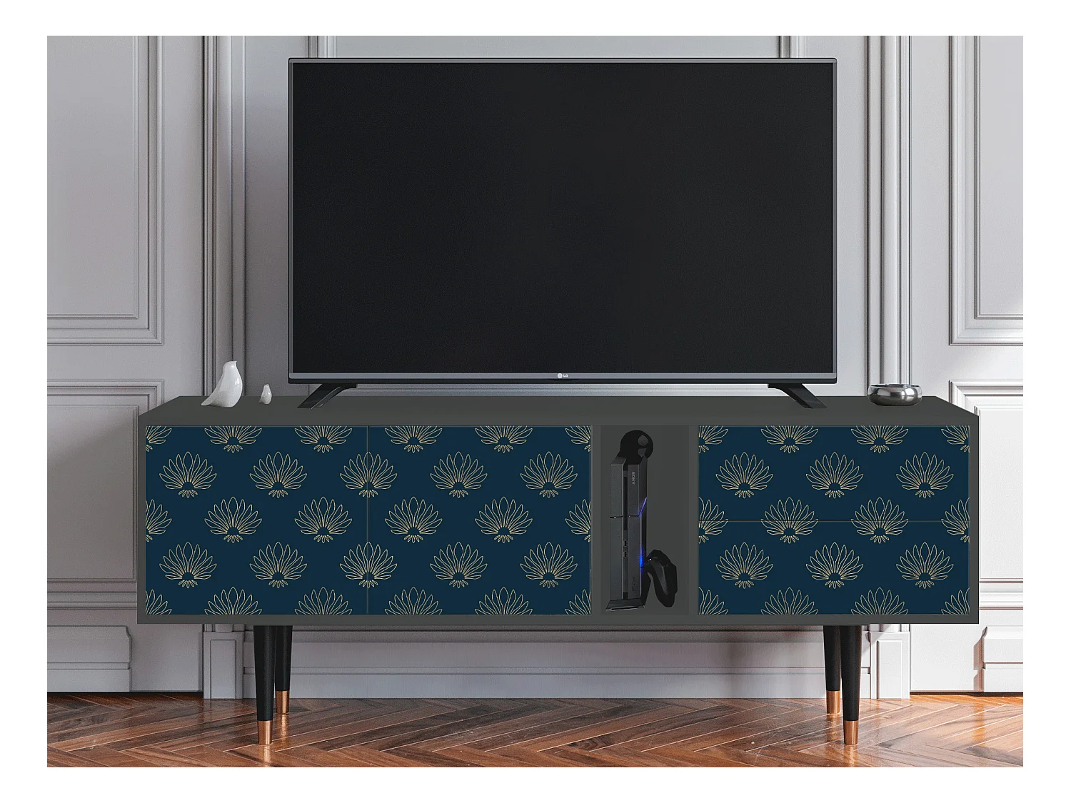 Szafka RTV - 170х69х48 cm - T1 - Blue Lotus, Antracyt