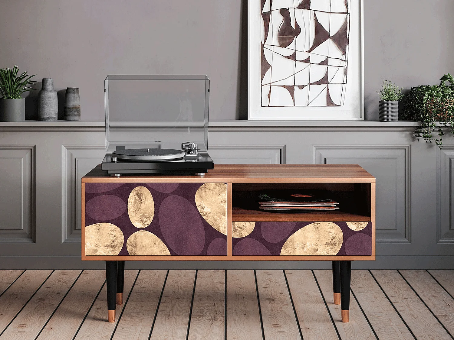 Mueble de TV - 115х59х48 cm - T3 - Fine Wine, Nogal