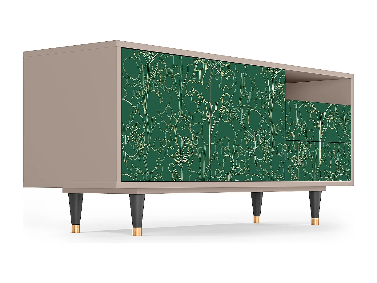 Meuble TV - 125х56х41 cm - T7 - Emerald Forest, Latte