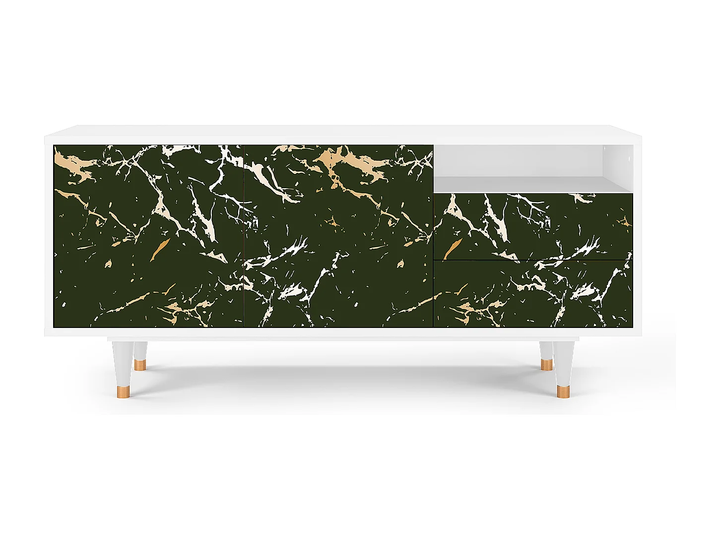 Meuble TV - 125х56х41 cm - T7 - Amazon Forest, Blanc