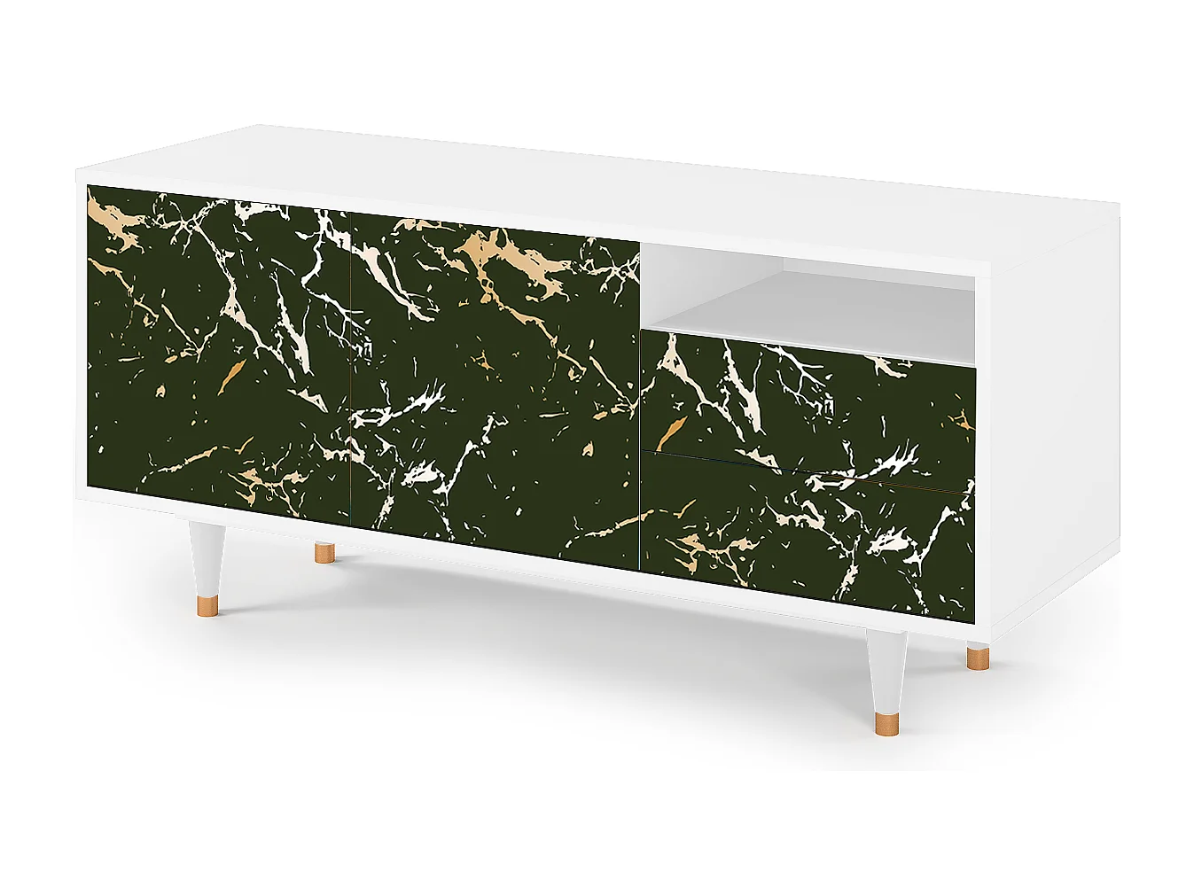 Meuble TV - 125х56х41 cm - T7 - Amazon Forest, Blanc