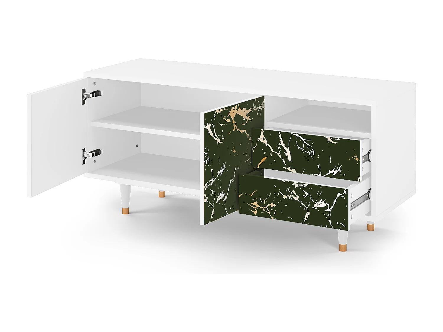 Meuble TV - 125х56х41 cm - T7 - Amazon Forest, Blanc