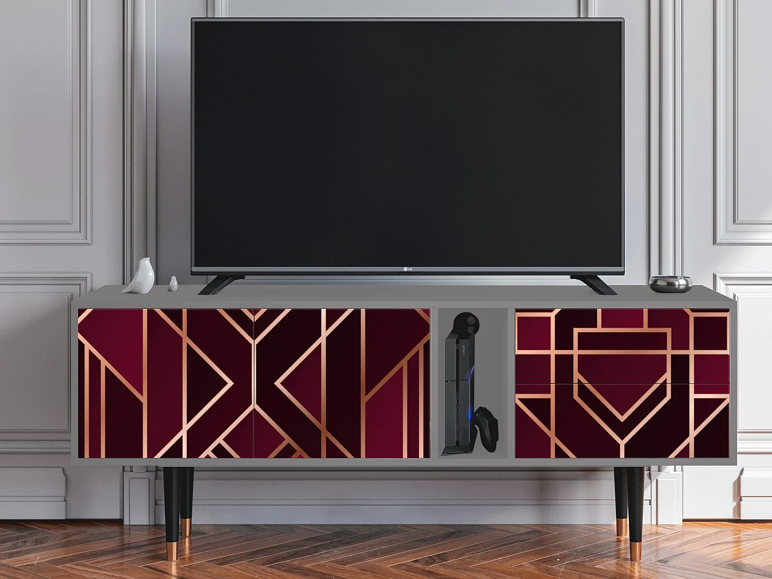 Mobile TV - 170х69х48 cm - T1 - Burgundy Jewelery, Grigio