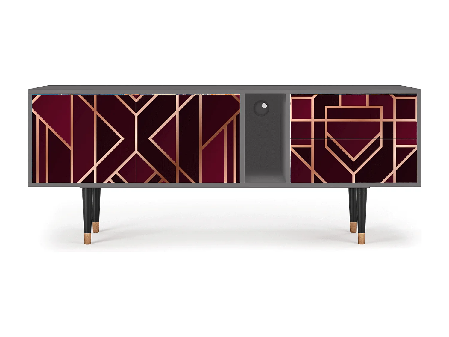 Mobile TV - 170х69х48 cm - T1 - Burgundy Jewelery, Grigio