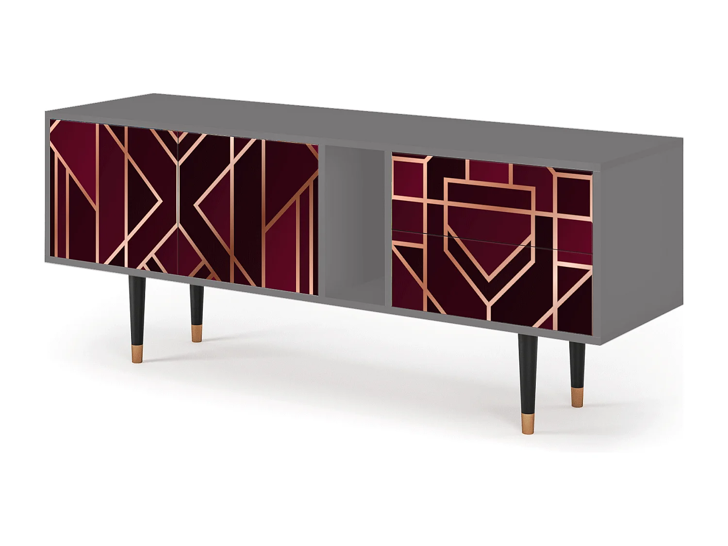 Mobile TV - 170х69х48 cm - T1 - Burgundy Jewelery, Grigio