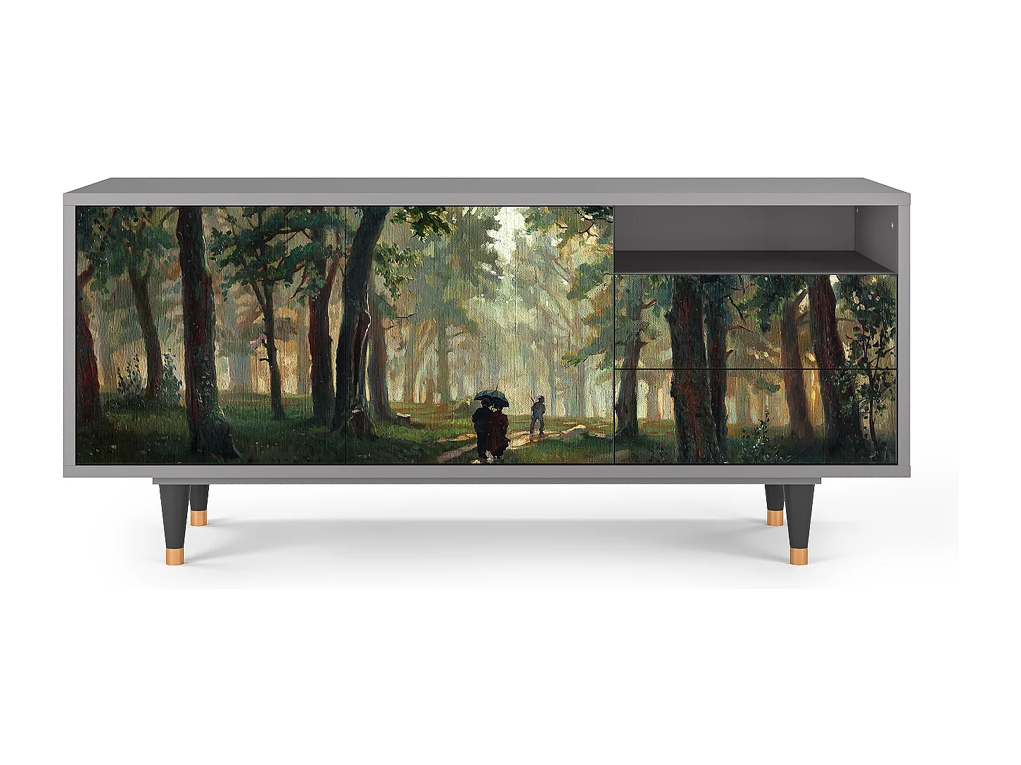 TV-Möbel - 125х56х41 cm - T7 -  Rain in the Oak Forest, Grau