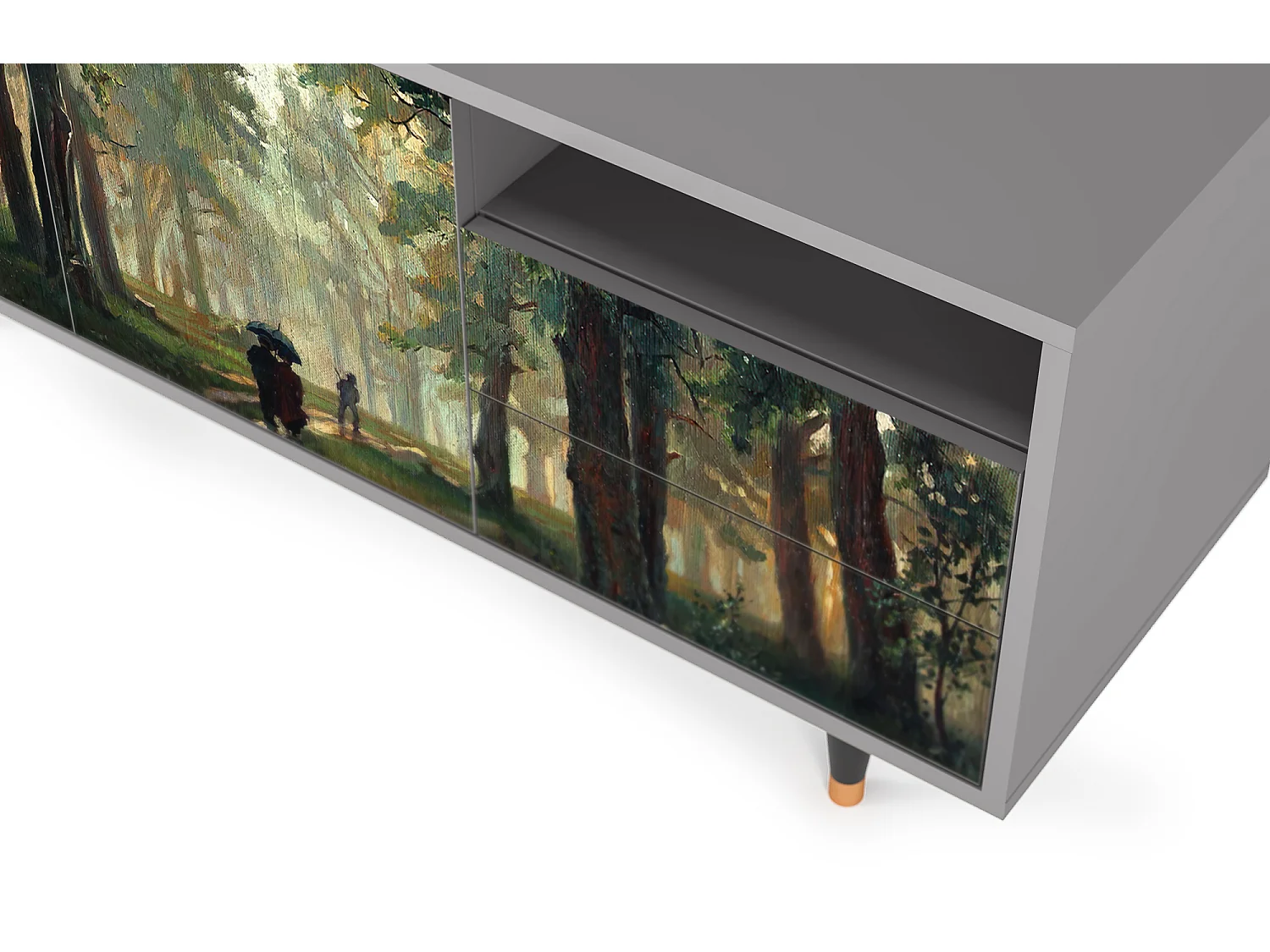 TV-Möbel - 125х56х41 cm - T7 -  Rain in the Oak Forest, Grau