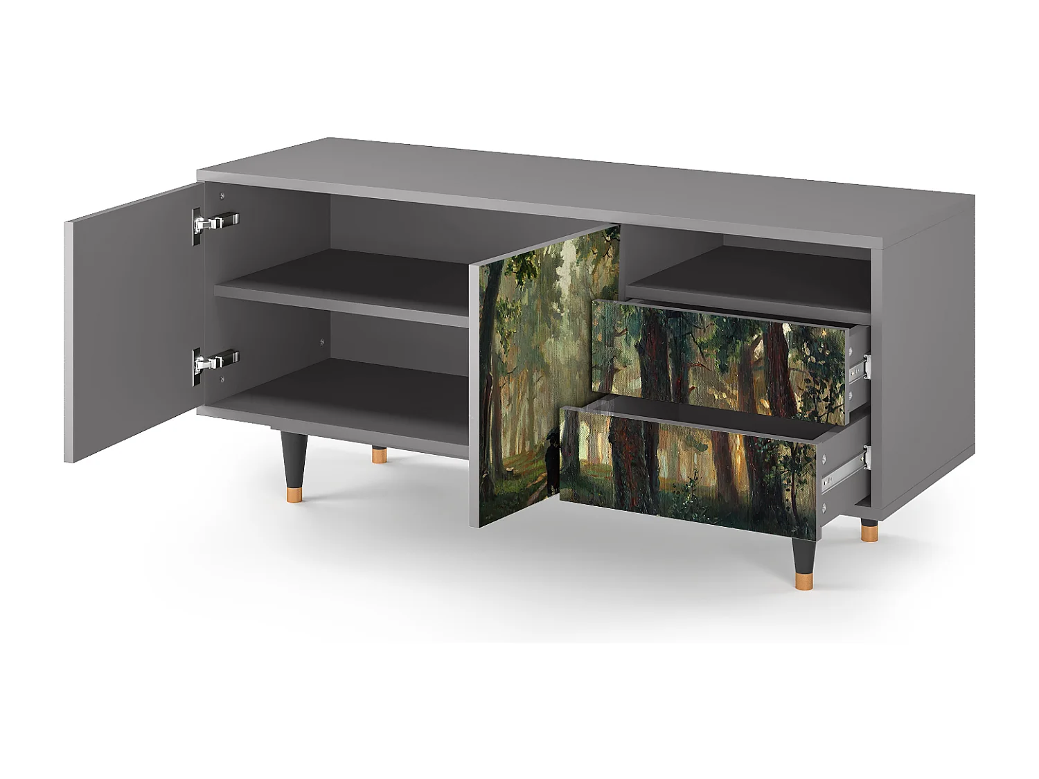 TV-Möbel - 125х56х41 cm - T7 -  Rain in the Oak Forest, Grau