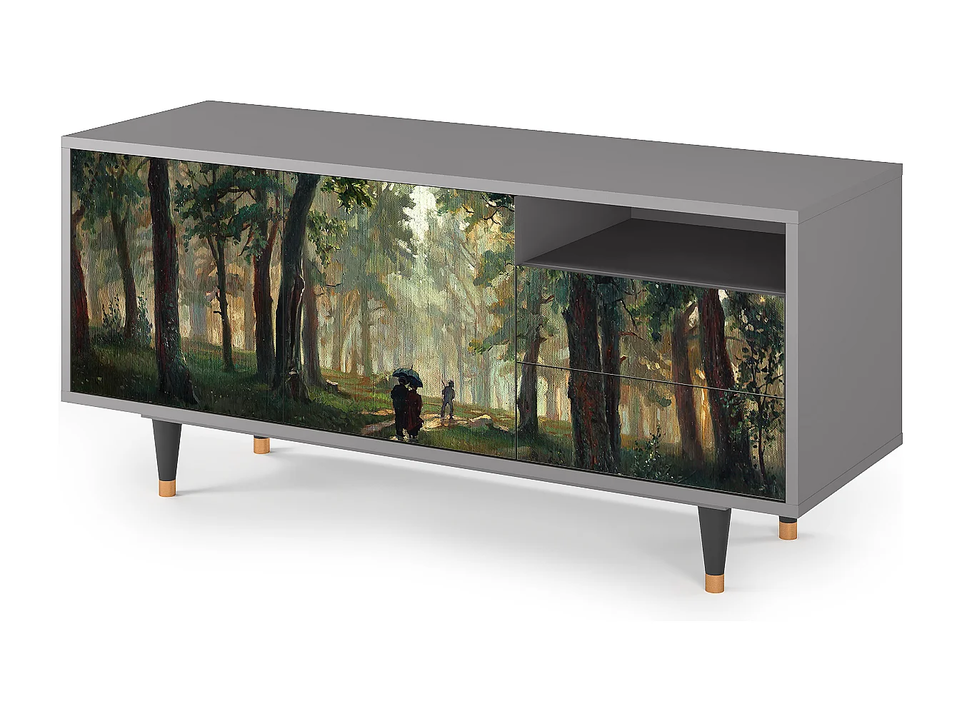 TV-Möbel - 125х56х41 cm - T7 -  Rain in the Oak Forest, Grau