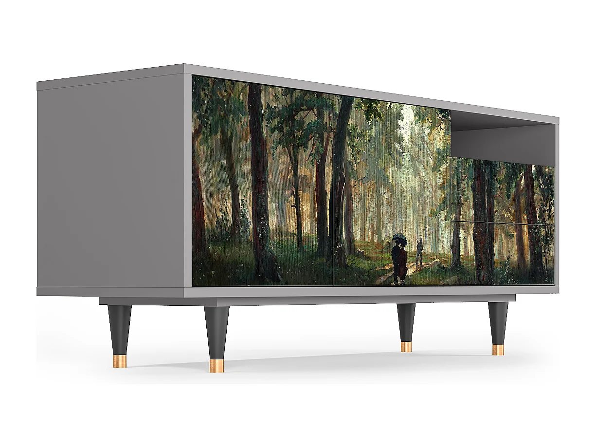 TV-Möbel - 125х56х41 cm - T7 -  Rain in the Oak Forest, Grau