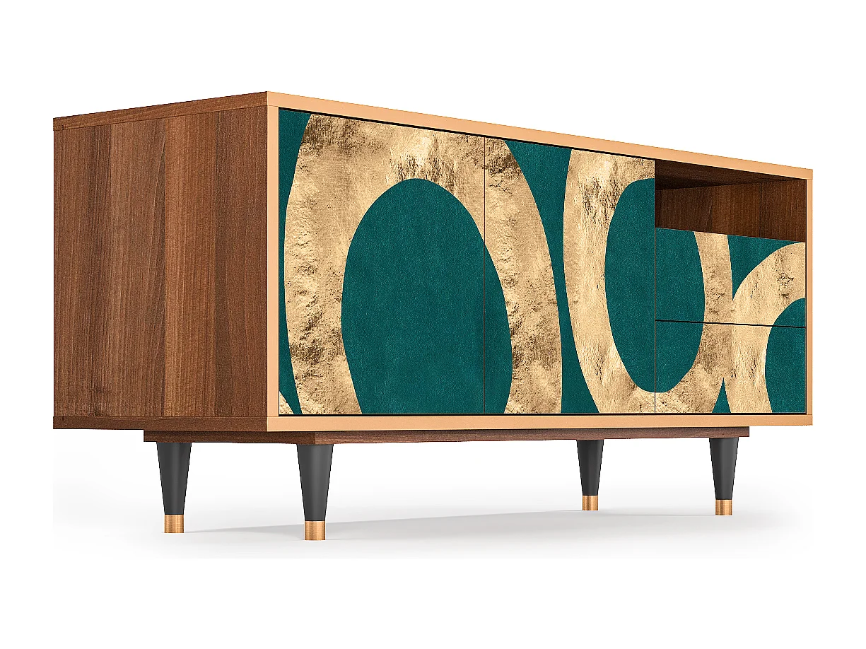 Meuble TV - 125х56х41 cm - T7 - Zircon Sphere, Noyer