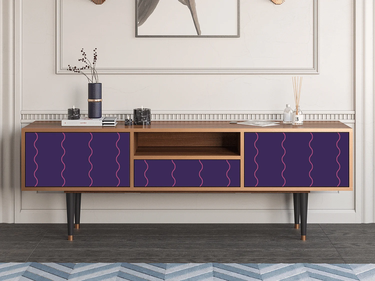 Meuble TV - 170х59х41 cm - T6 - Grape Maccaroni, Noyer