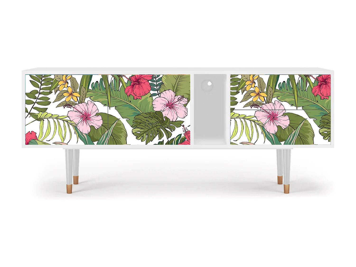 Meuble TV - 170х69х48 cm - T1 - Verdant Tropics, Blanc