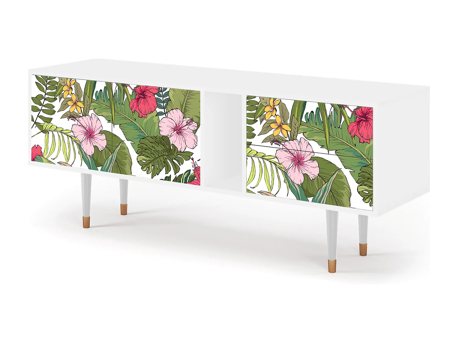 Meuble TV - 170х69х48 cm - T1 - Verdant Tropics, Blanc