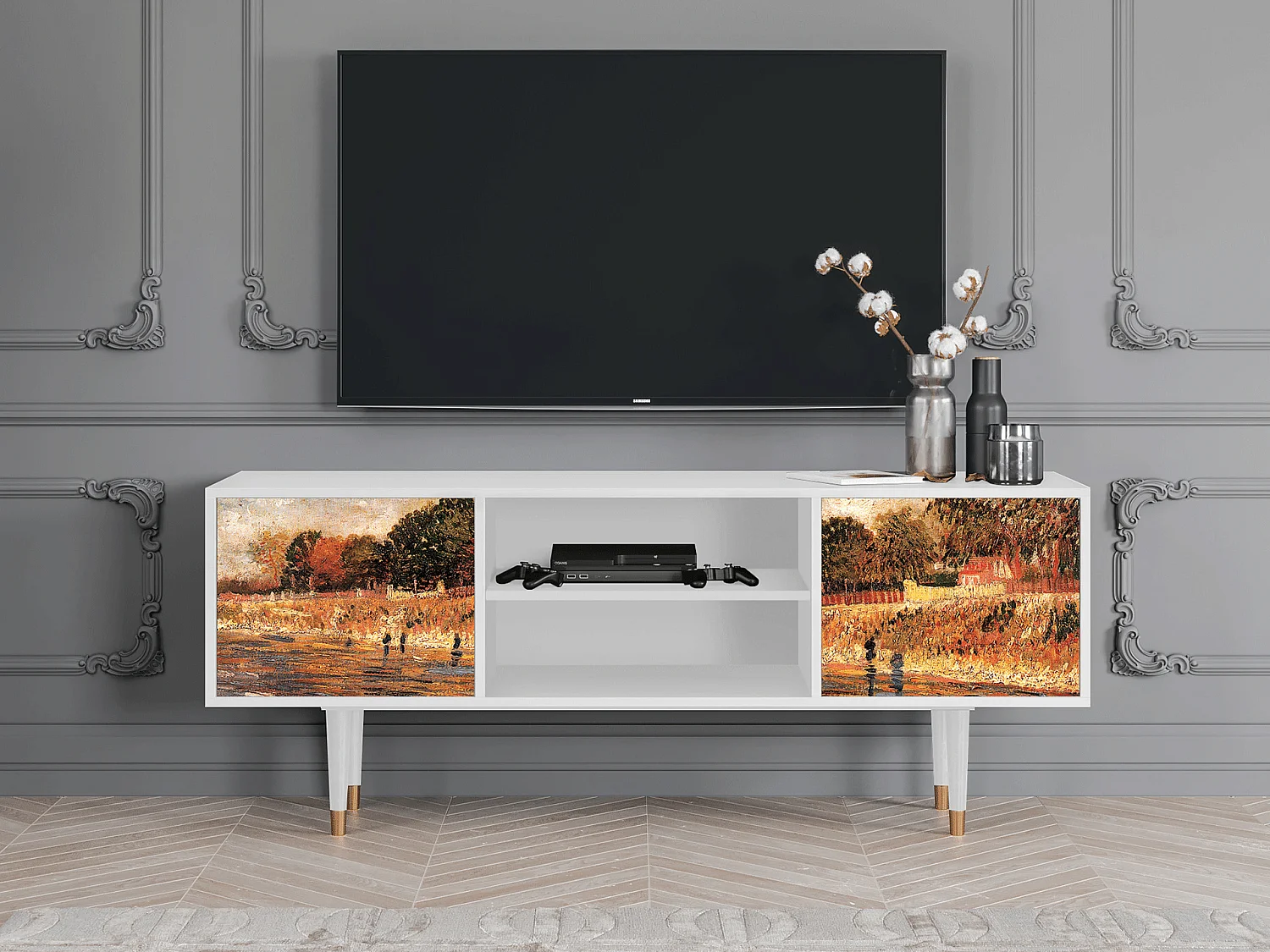 Mobile TV - 170х69х48 cm - T2 - The Banks, Bianco
