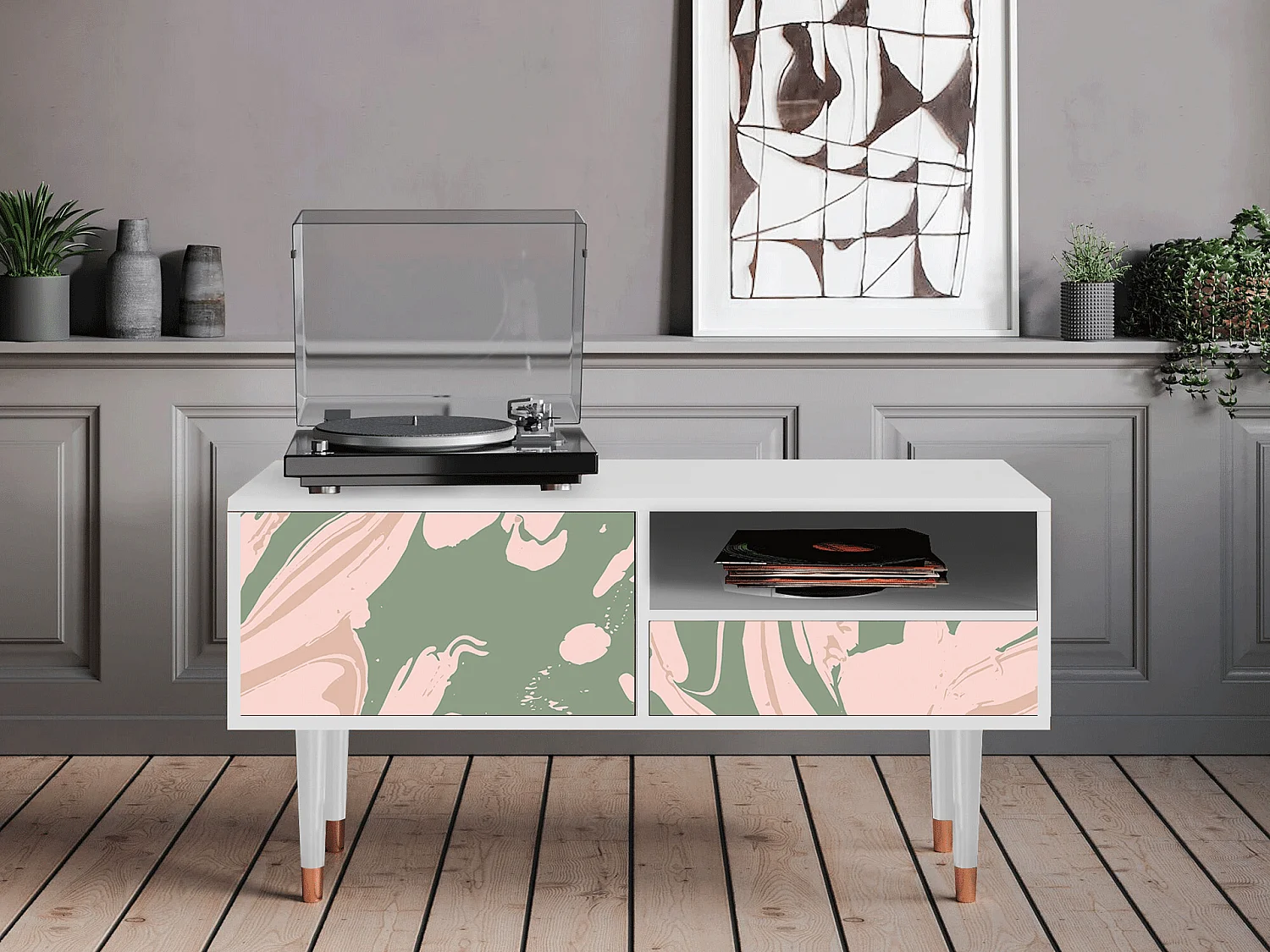 Mueble de TV - 115х59х48 cm - T3 - Aquarelle, Blanco