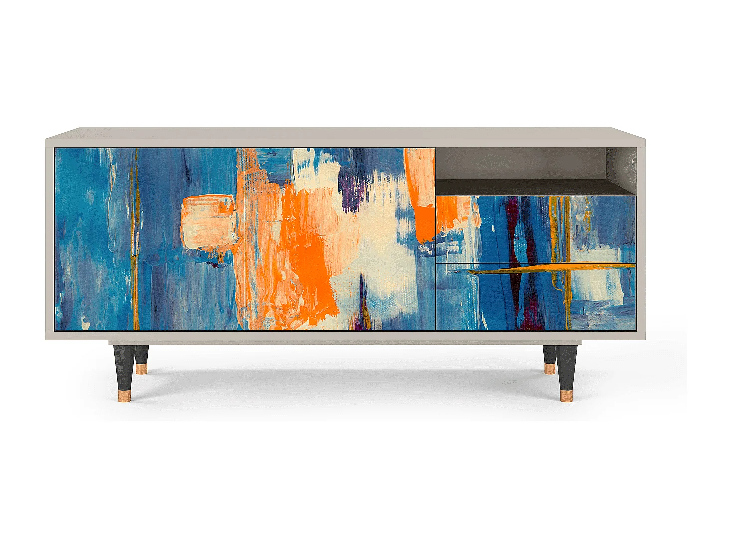 Szafka RTV - 125х56х41 cm - T7 - Abstract Expressionism, Piaskowy