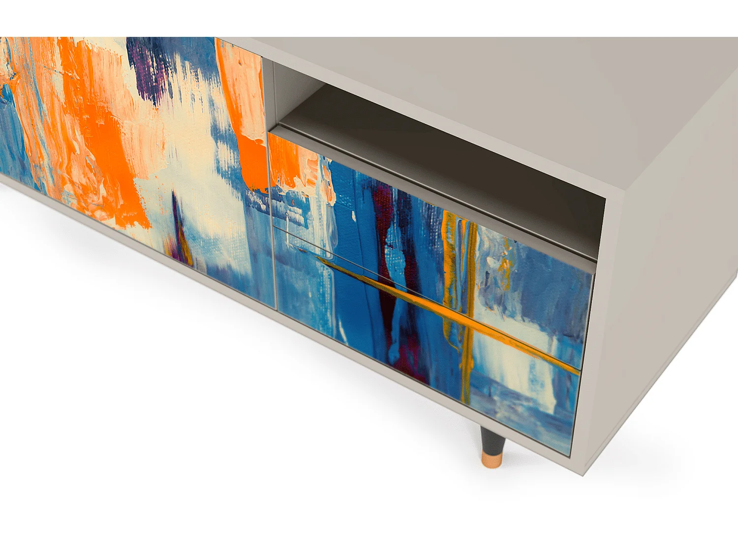 Szafka RTV - 125х56х41 cm - T7 - Abstract Expressionism, Piaskowy