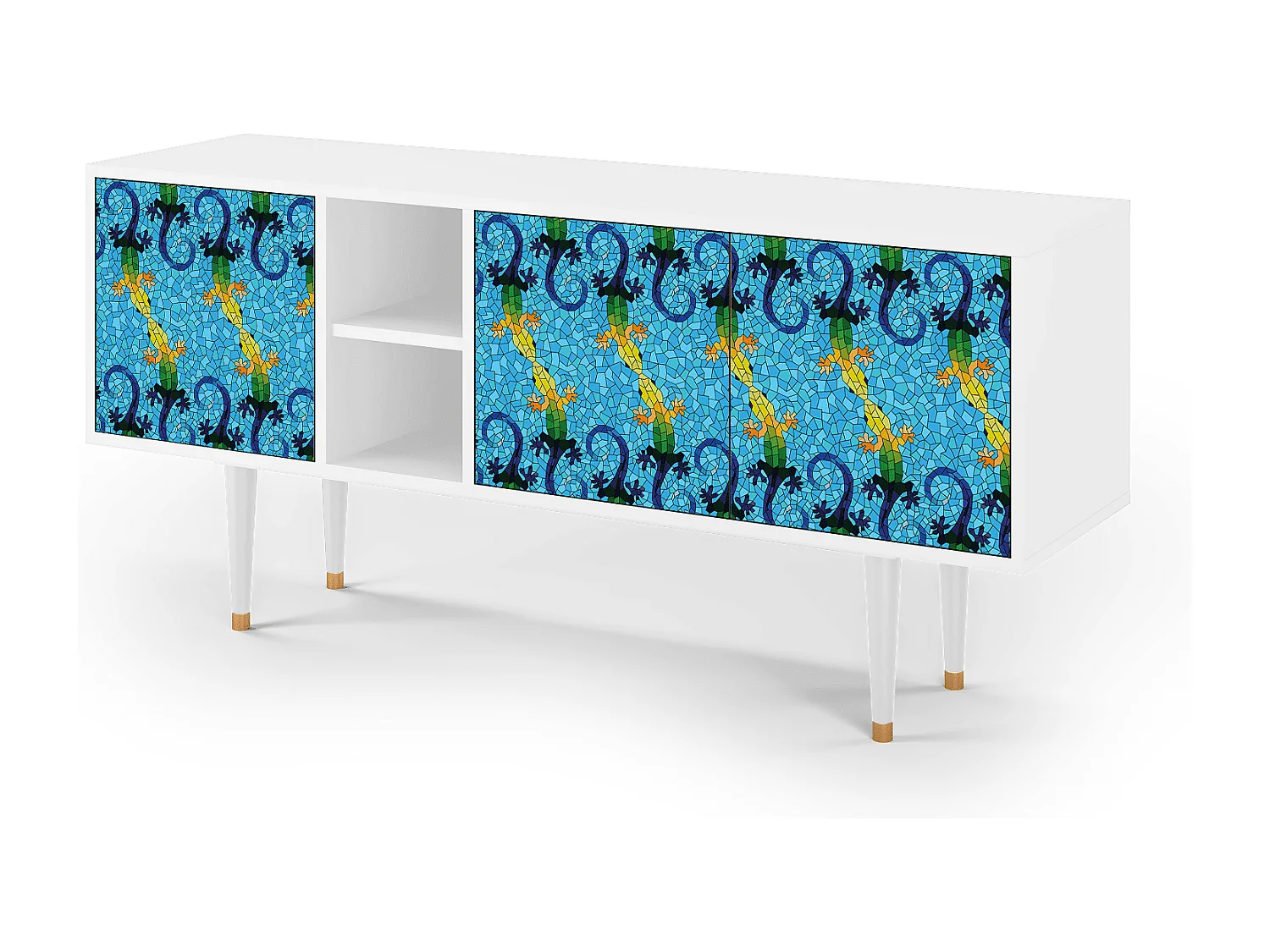 Mueble de TV - 150х69х41 cm - T5 - Gaudi's Lizard, Blanco