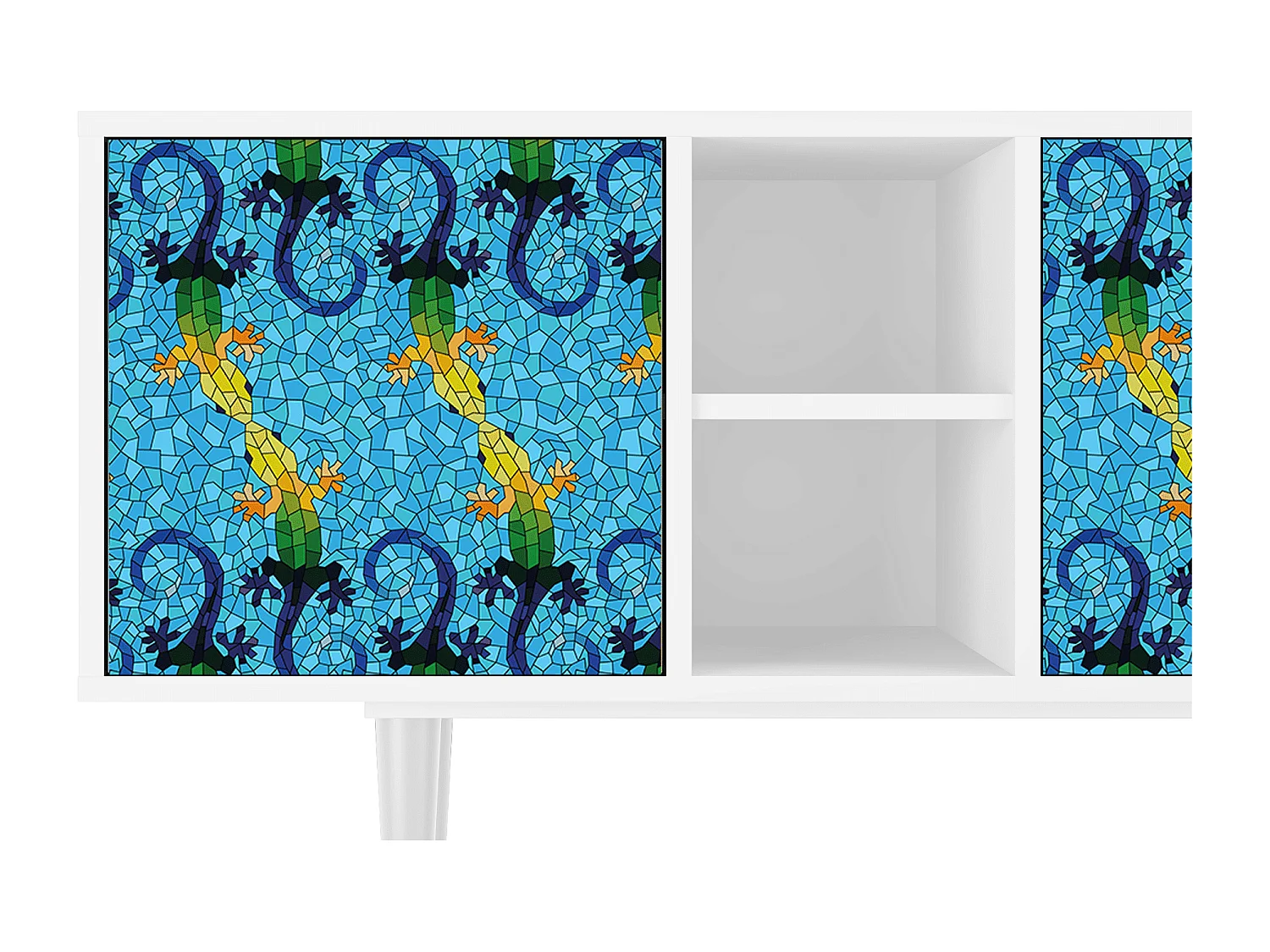 Mueble de TV - 150х69х41 cm - T5 - Gaudi's Lizard, Blanco