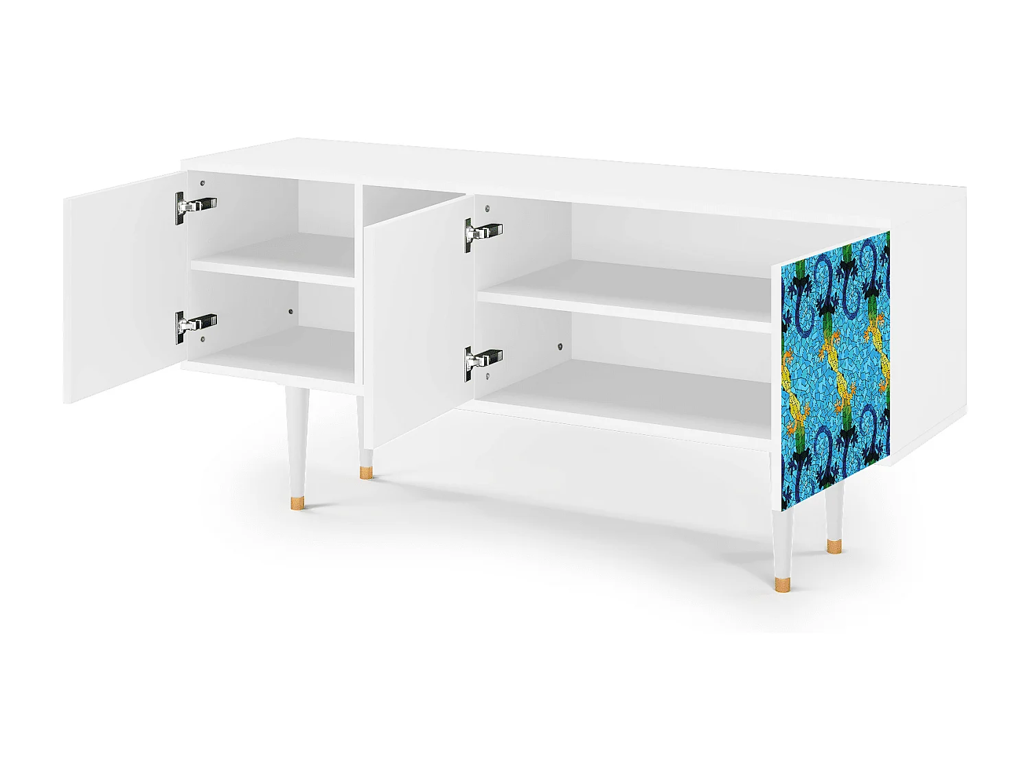 Mueble de TV - 150х69х41 cm - T5 - Gaudi's Lizard, Blanco
